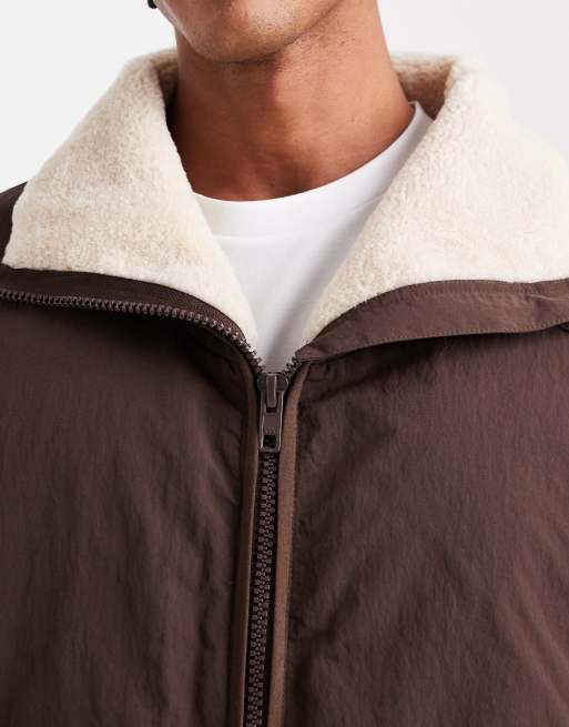 ASOS DESIGN - Doudoune à doublure en en imitation peau de mouton - Marron, 5 de 5