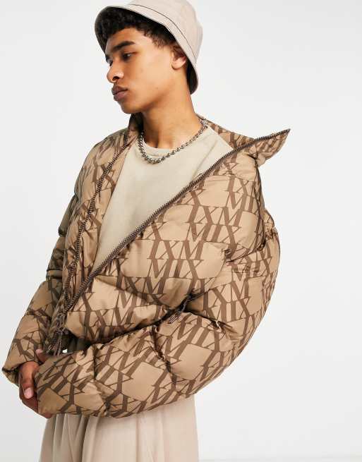 ASOS DESIGN - Doudoune à imprimé monogramme - Marron