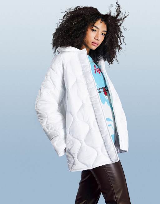 ASOS DESIGN - Doudoune à matelassage motif oignons - Blanc - CREAM, 4 de 4