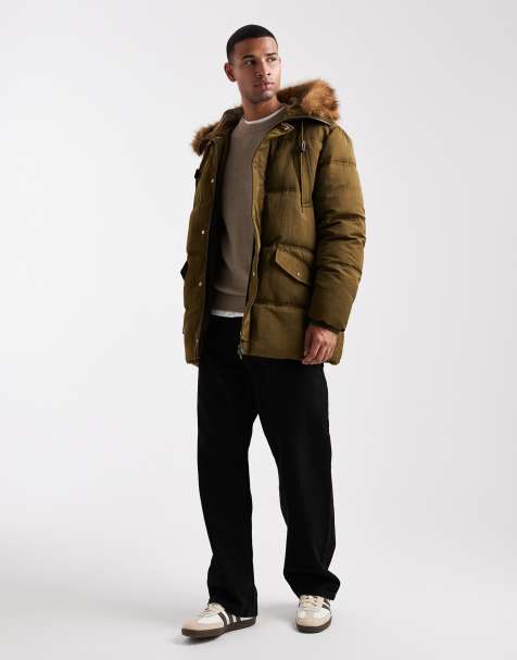ASOS DESIGN - Doudoune avec capuche en fausse fourrure - Vert foncé - view 1