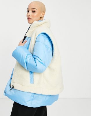 Manteaux et vestes Doudoune avec veste sans manches amovible en imitation peau de mouton - Bleu/crème