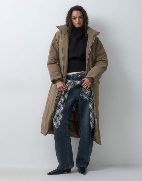 ASOS DESIGN doudoune longue à capuche couleur taupe - view 1