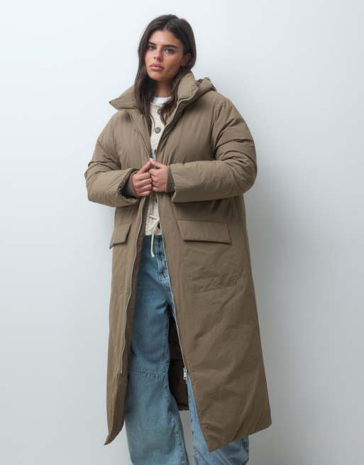 ASOS DESIGN doudoune longue à capuche couleur taupe, 2 de 4