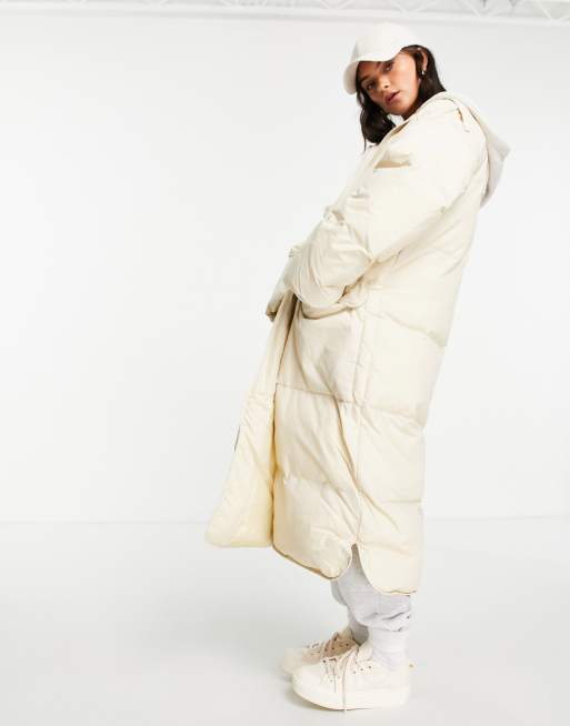 ASOS DESIGN - Doudoune longue à capuche en jersey - Taupe