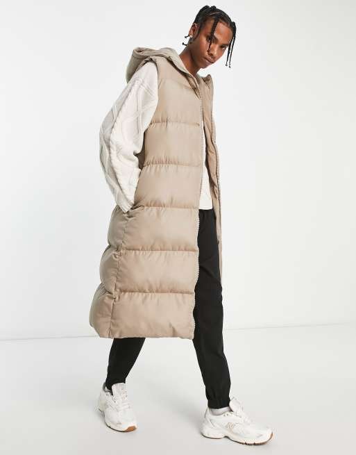 ASOS DESIGN Doudoune longue sans manches Taupe