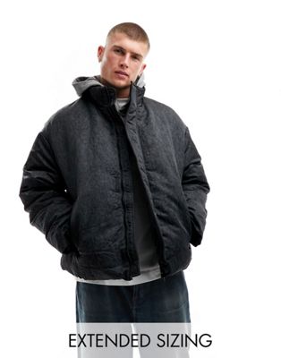 ASOS DESIGN puffer jacket in washed black - ASOS Price Checker
