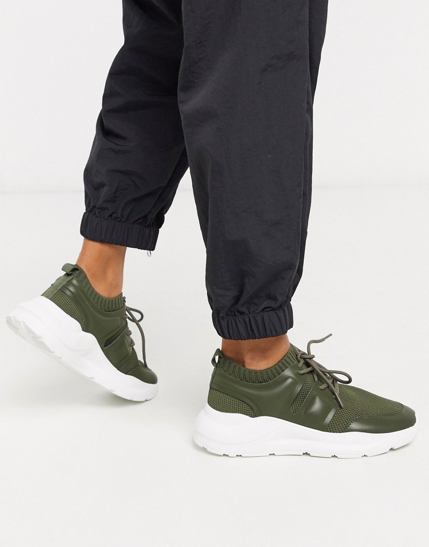 ASOS DESIGN Dover knitted trainers in khaki-Green