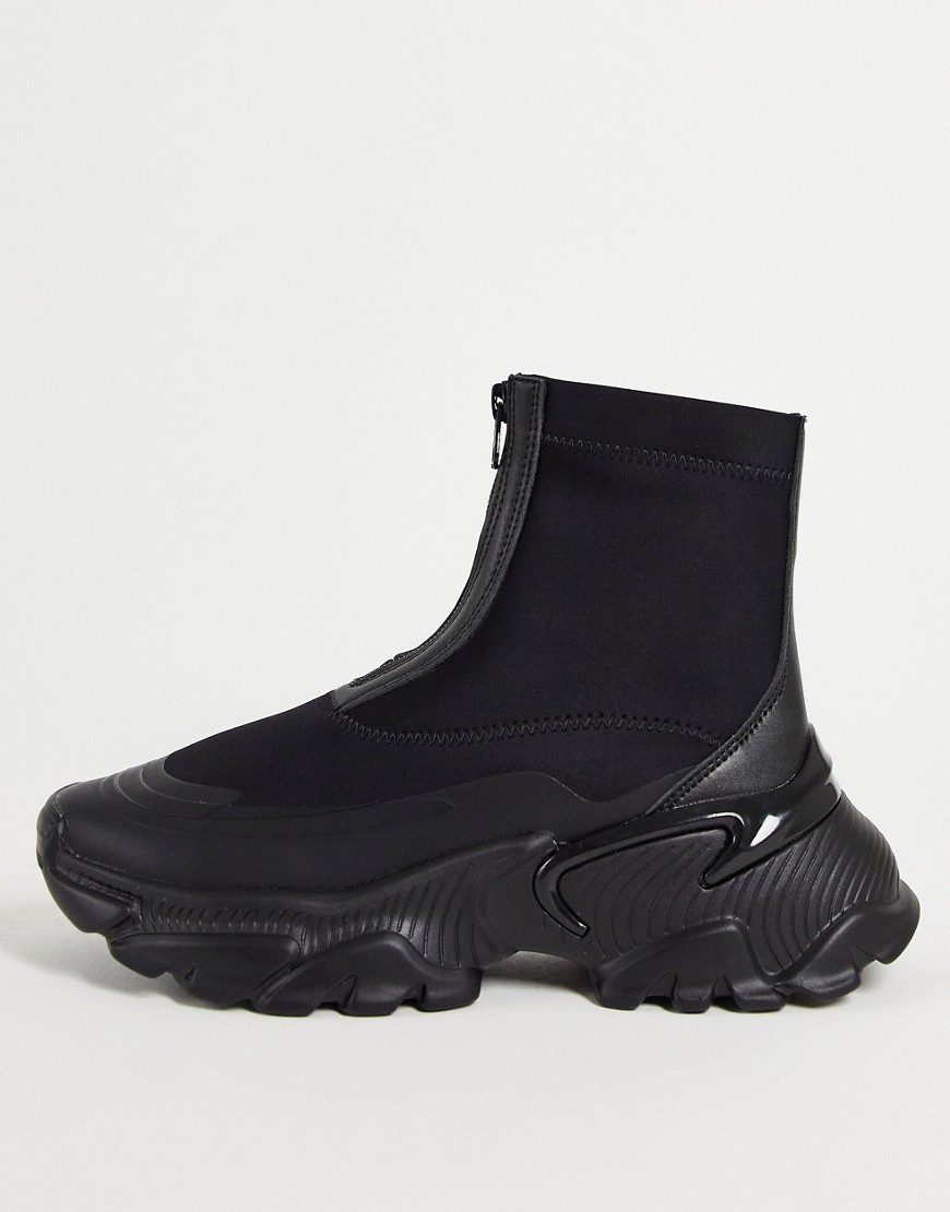 ASOS DESIGN Dragon chunky front zip sneakers in black