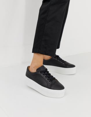 black chunky lace up trainers