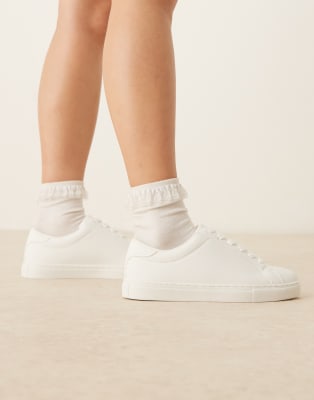 Asos Design Wide Fit Drama Sneakers In White