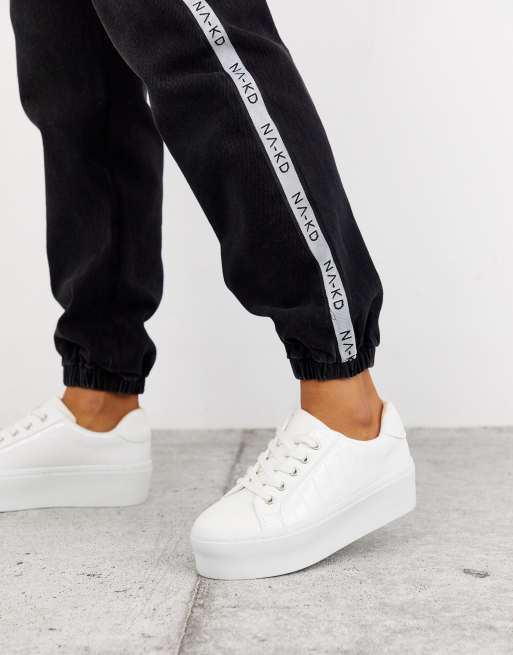 ASOS DESIGN Dramatic chunky lace up sneakers in white ASOS
