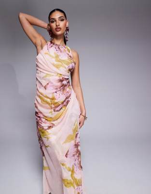 Asos Design Drape Asymmetric Open Back Maxi Dress