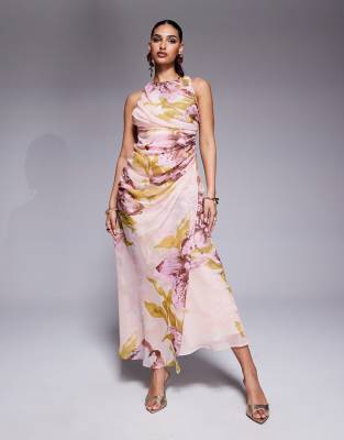 Asos Design Drape Asymmetric Open Back Maxi Dress