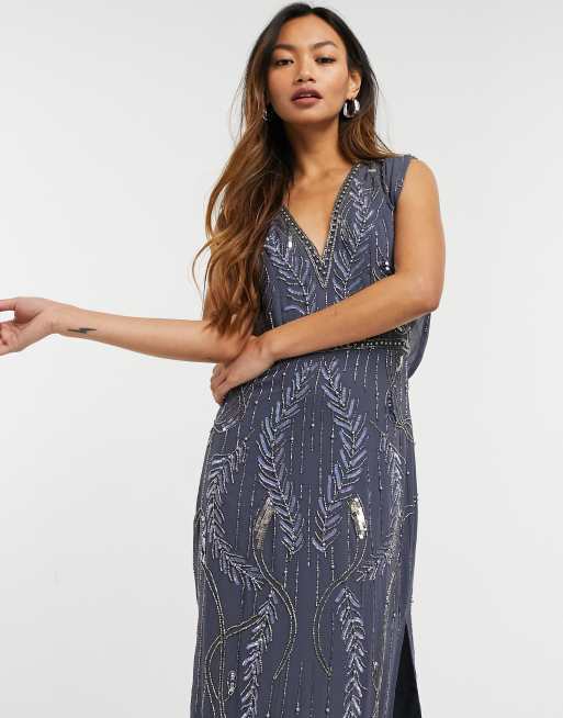 ASOS DESIGN drape back embellished midi dress | ASOS
