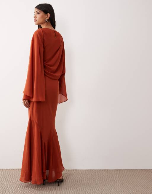 knee length dresses for ladies The Azure Drape Back Maxi Dress | Omnes main image 1
