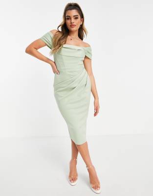 Sage green shop bardot dress