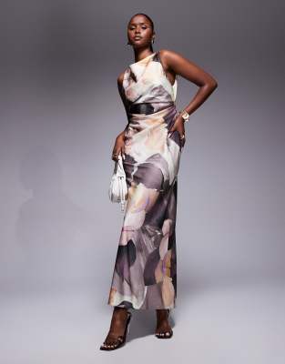 Asos Design Drape Bodice Maxi Dress With Cowl Back Detail