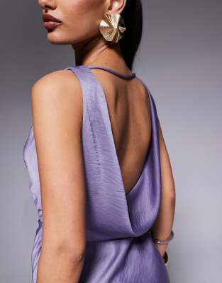 Asos Design Drape Bodice Maxi Dress With Cowl Back Detail In Blue