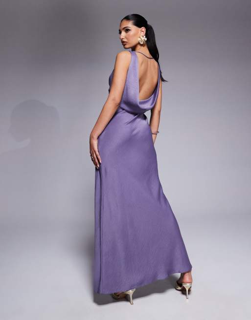 ASOS DESIGN drape bodice maxi dress with cowl back detail in purple