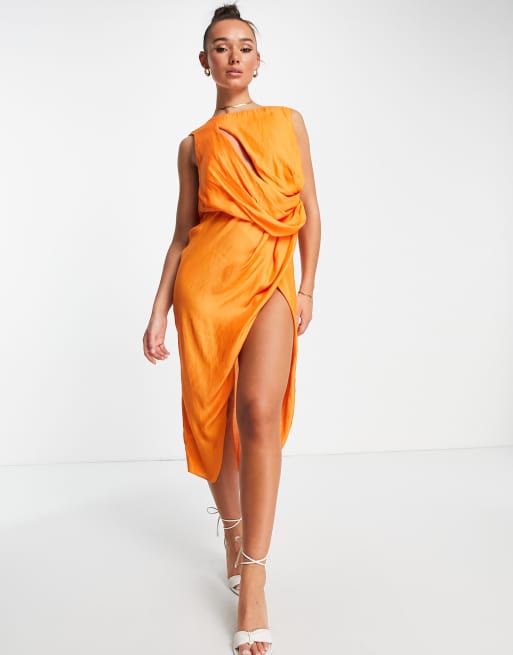 Asos orange shop satin dress