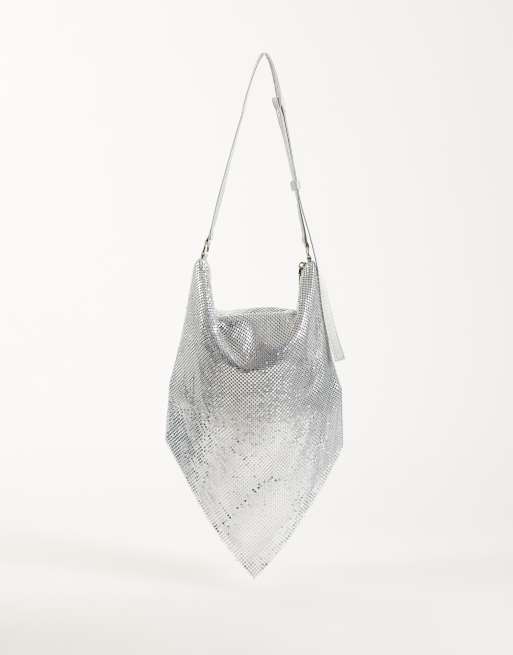 ASOS DESIGN drape chainmail shoulder bag in silver, 4 of 4