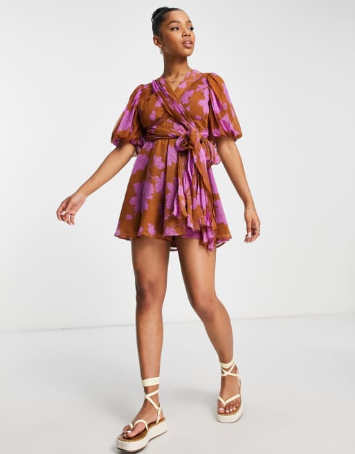 Floral chiffon hot sale playsuit