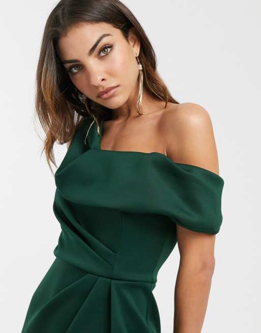 Asos design fallen shoulder midi pencil dress best sale