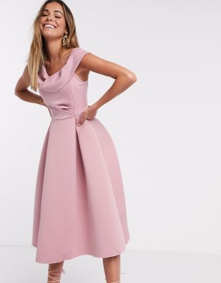 asos design fallen shoulder prom dress