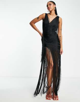 plus size fringe maxi dress