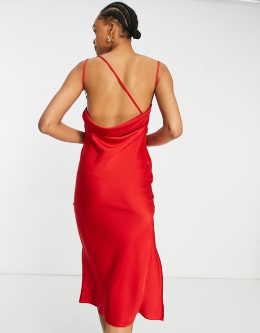 Asos red silk sales dress