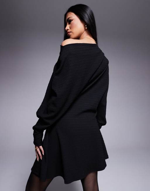 ASOS DESIGN drape front mini dress in black