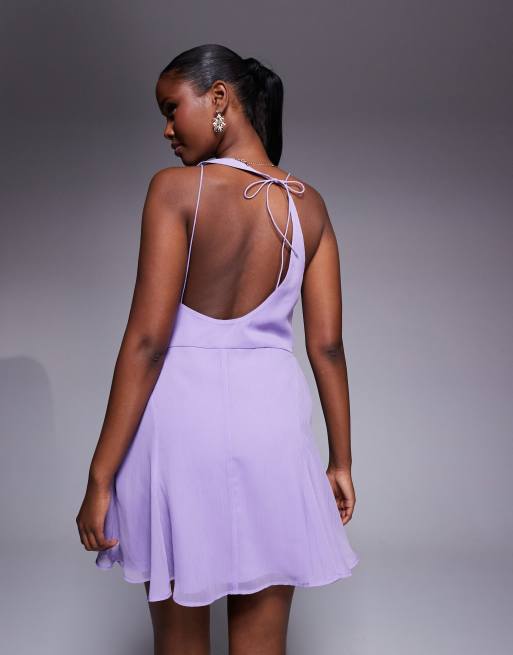 ASOS DESIGN drape front mini dress in lilac, 3 of 4
