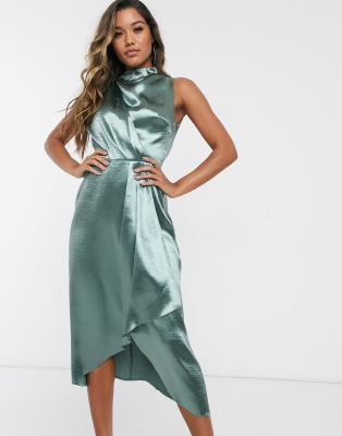 sage wrap maxi dress