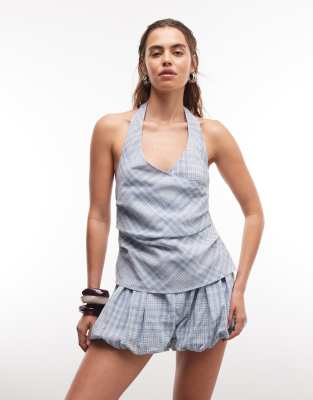 Asos Design Drape Halter Top In Brown