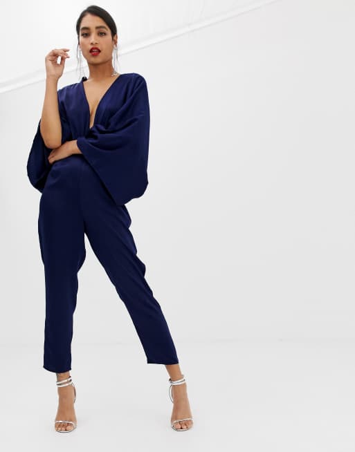 Asos design petite jumpsuit with kimono sleeve store and peg leg