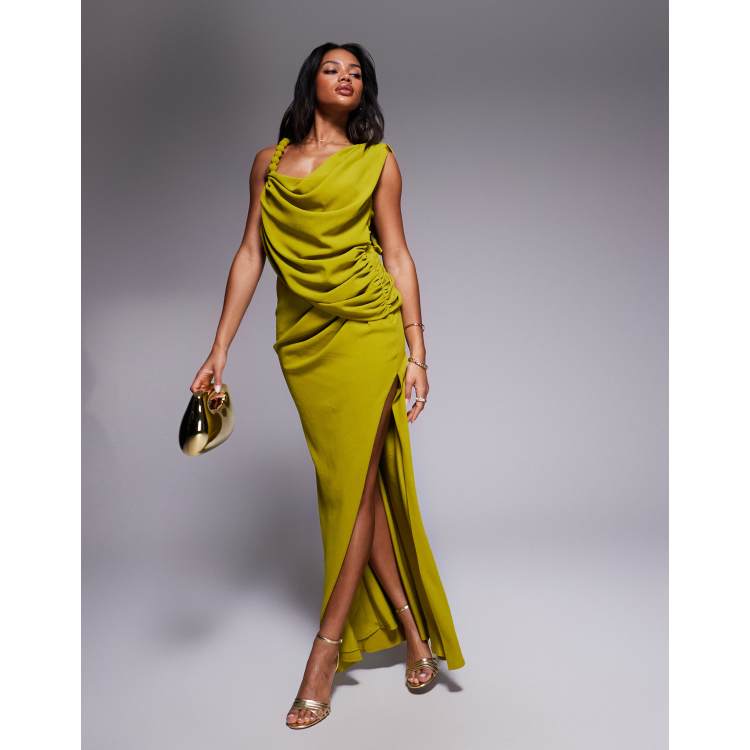 strapless open back dress Maxi Dress With Ribbon Ties (Silk)