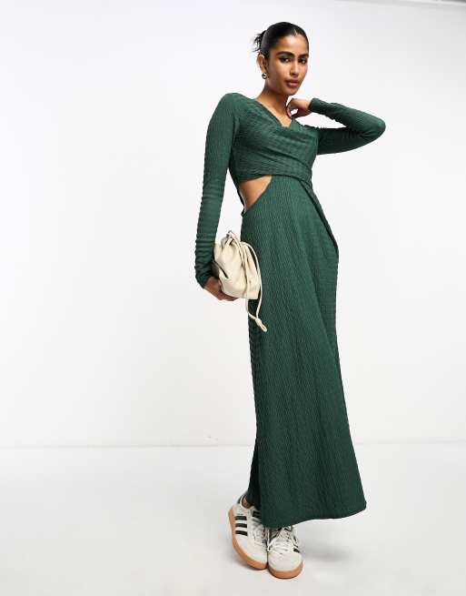 Asos design wrap detail midi dress with long hot sale sleeves