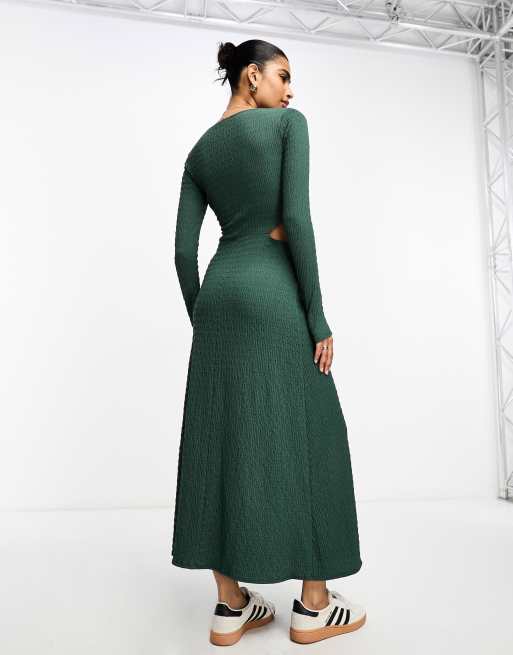 asos design wrap detail midi dress with long sleeves