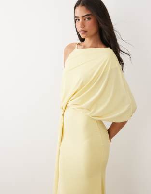 Asos Design Drape One Shoulder Maxi Dress In Yellow
