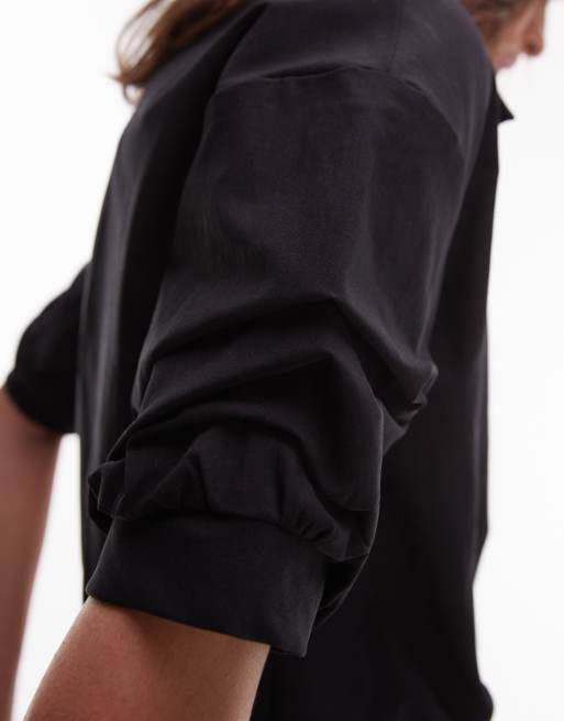 ASOS DESIGN drape shirt mini dress in black, 2 of 4