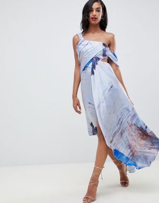 abstract print midi dress