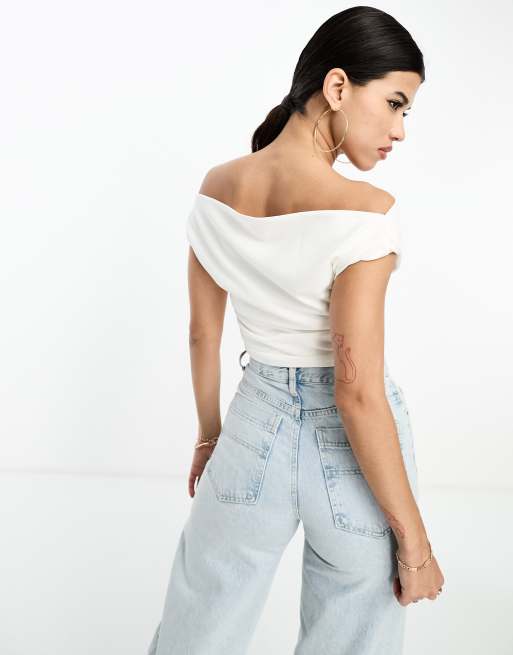 WHITE THEREDTHREAD S LOOP DRAPE TOPS