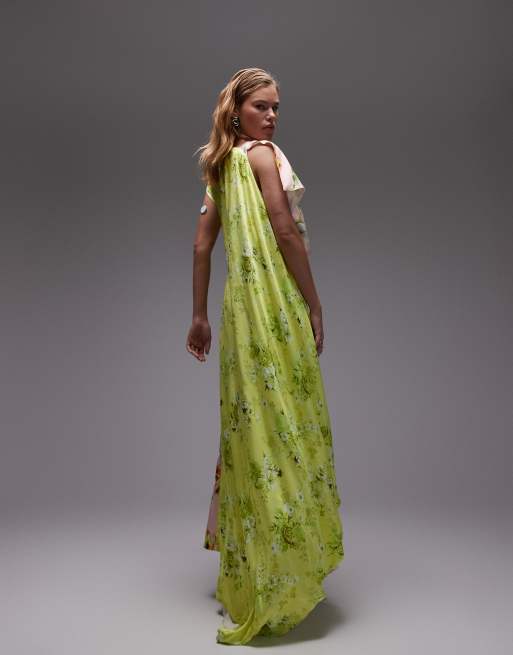 ASOS DESIGN drape waterfall maxi dress in mixed floral print