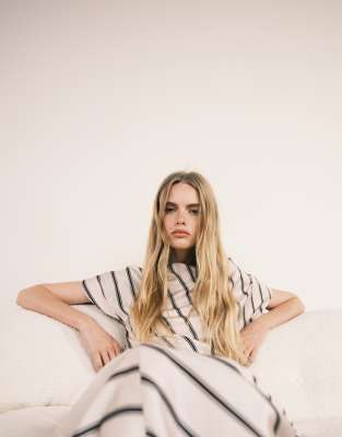 Asos Design Draped Asymmetric Neck Maxi Dress In Multi