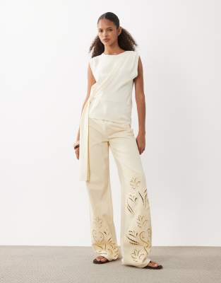 Asos Design Draped Asymmetric Top In White