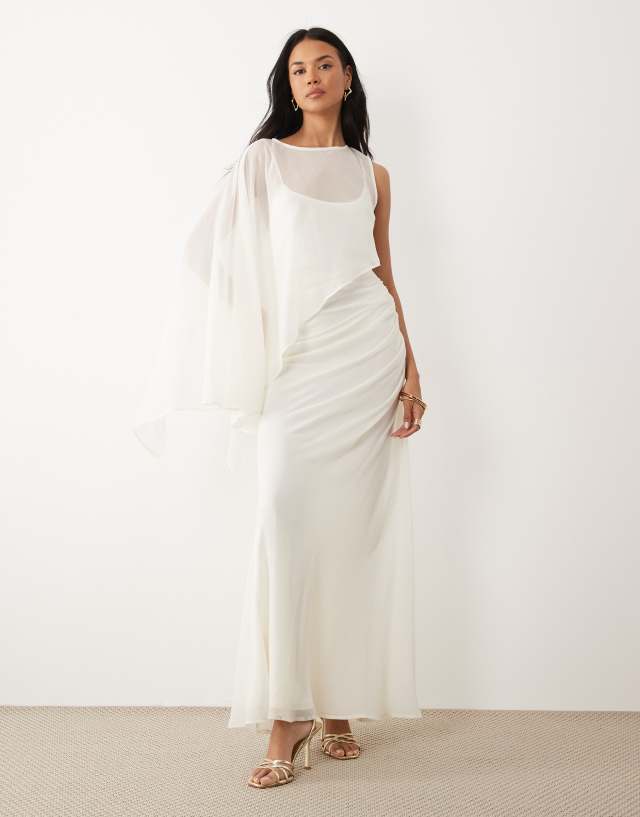 ASOS Design - Draped Batwing Asymmetric One Sleeve Maxi Dress - Women - Polyester - 14 US