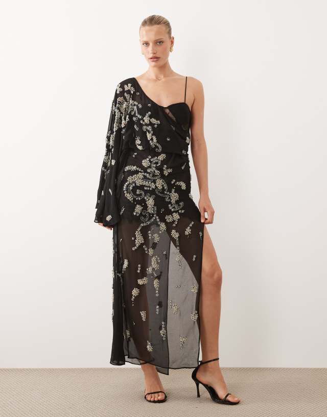 black dress with batwing sleeves ASOS Design - Draped Sleeve Embellished Maxi - Women - Polyester - 0 US Crafted from durable polyester Edit:ENGAGEMENT 220+ Pics For Blonde Neck Size:14.5