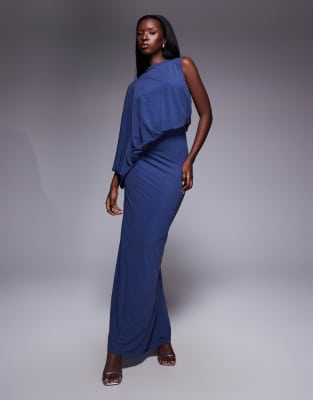 Asos Design Draped Bodice Maxi Dress In Blue