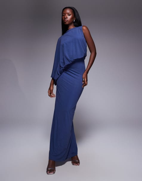 ASOS DESIGN draped bodice maxi dress in blue - view 1
