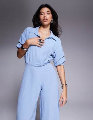 ASOS DESIGN DRAPED COLLARED WIDE LEG JUMPSUIT 
